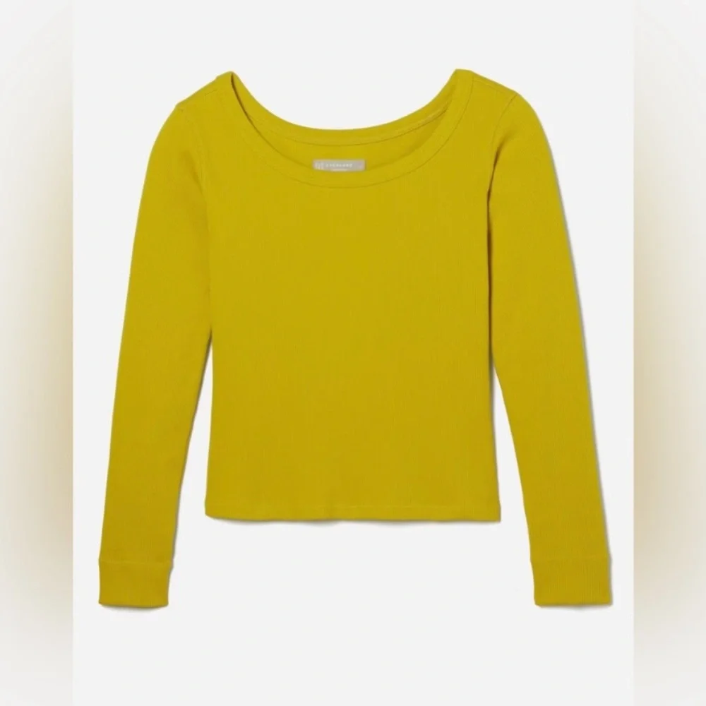 Everlane The Long-Sleeve Ribbed Scoop-Neck Tee in Key Lime S - Picture 1 of 8